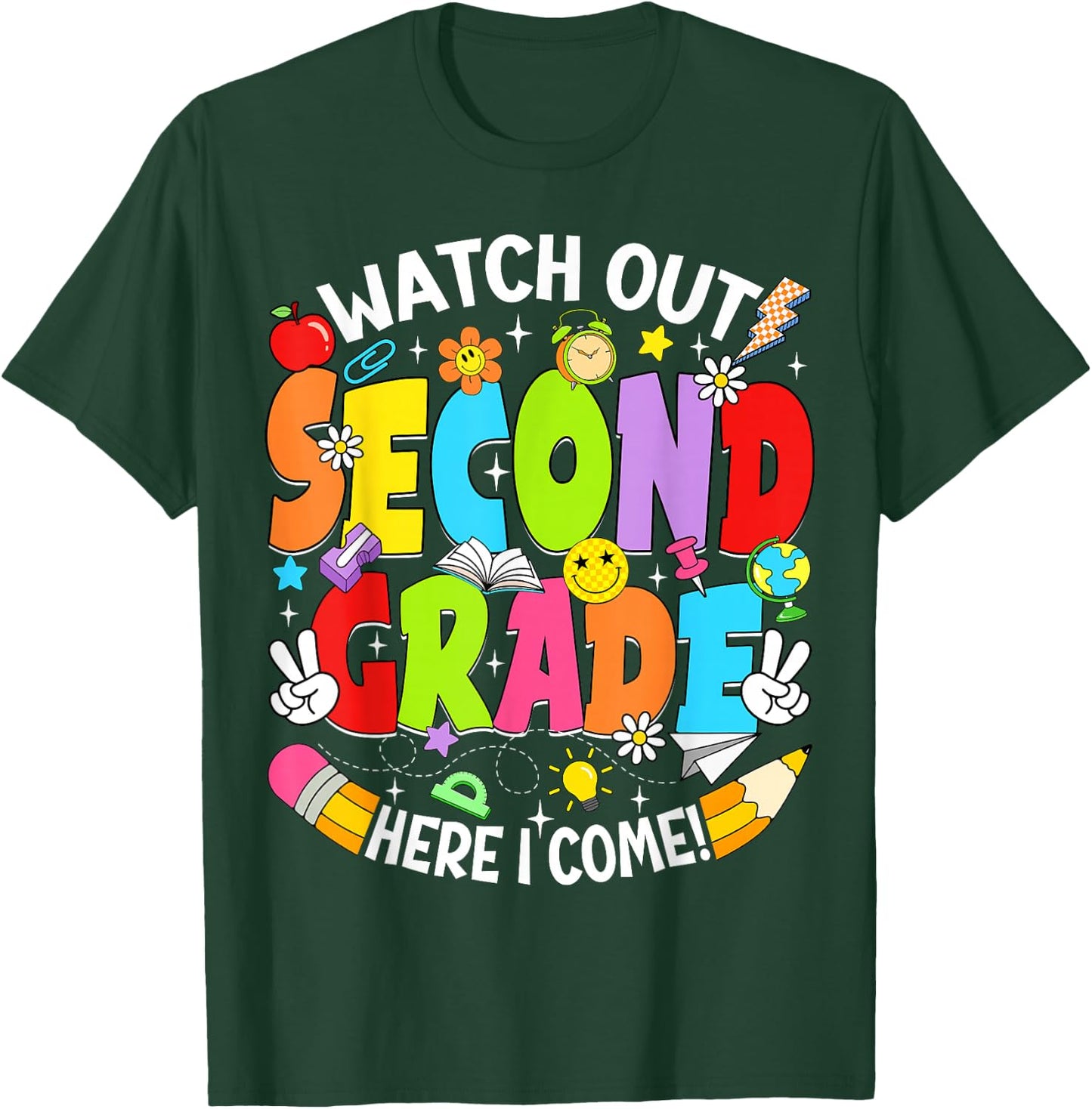 Watch Out Second Grade Here I Come Back to School 2nd Grade T-Shirt - T-Shirt | Forest