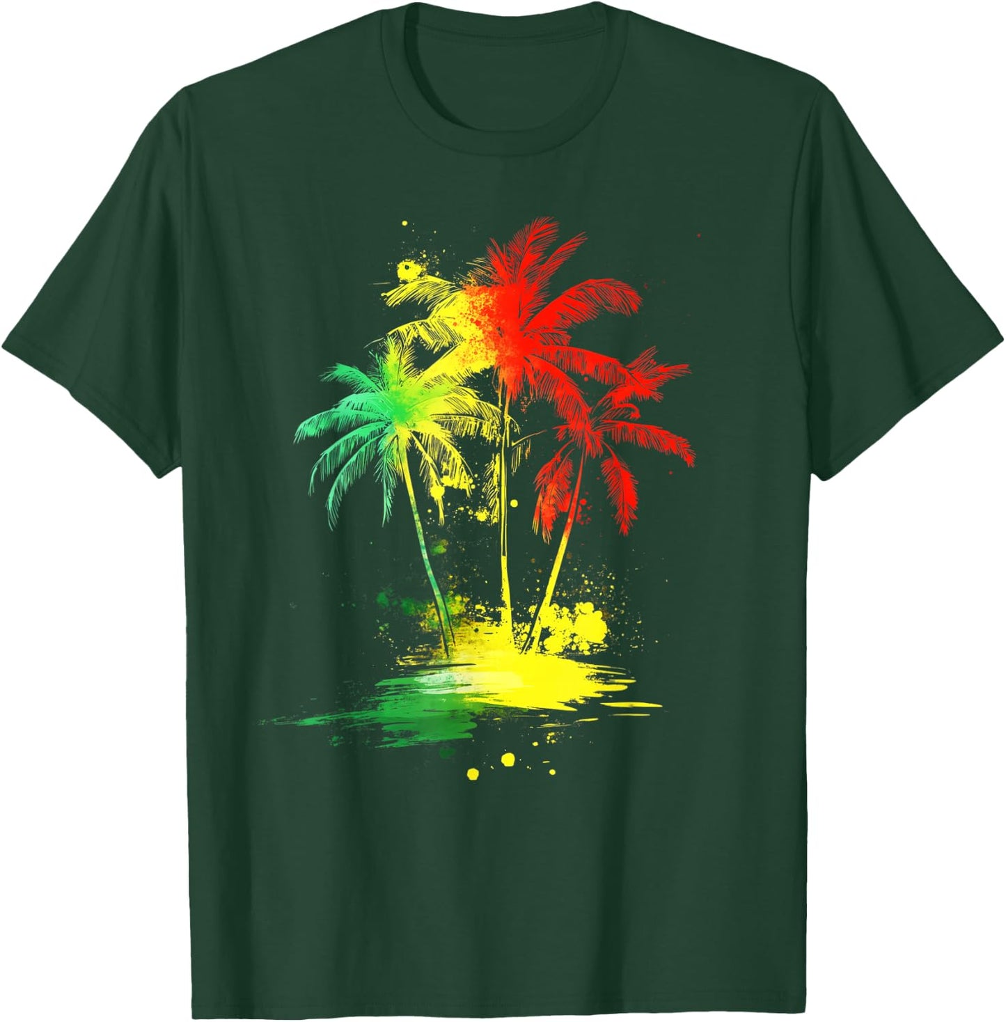 Reggae Music Palmiers Rouge Vert Jaune Jamaïque T-Shirt - T-Shirt | Forest