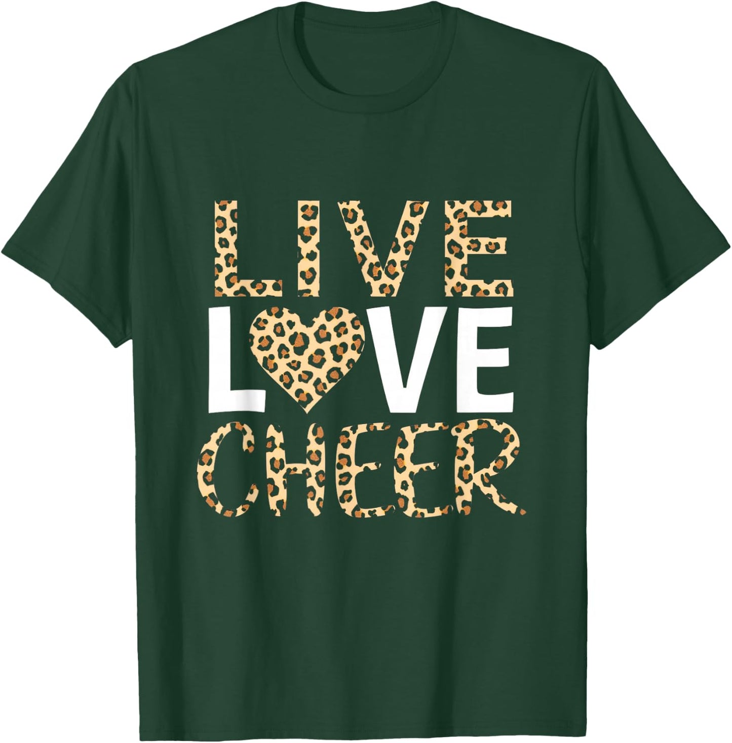 LIVE LOVE Cheerleading Leopard Print T-Shirt - T-Shirt | Forest