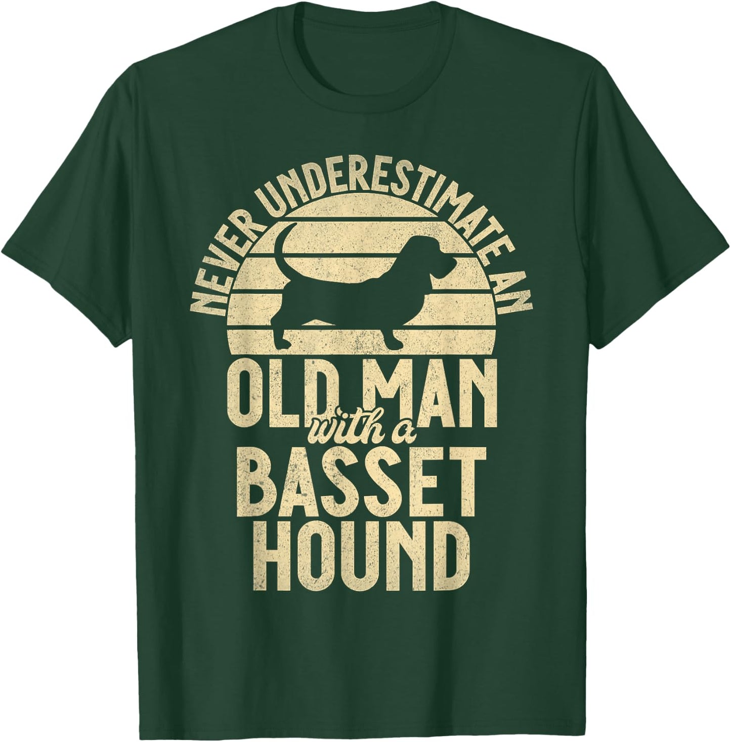 Never underestimate an old Man with a Basset Hound T-Shirt - T-Shirt | Forest