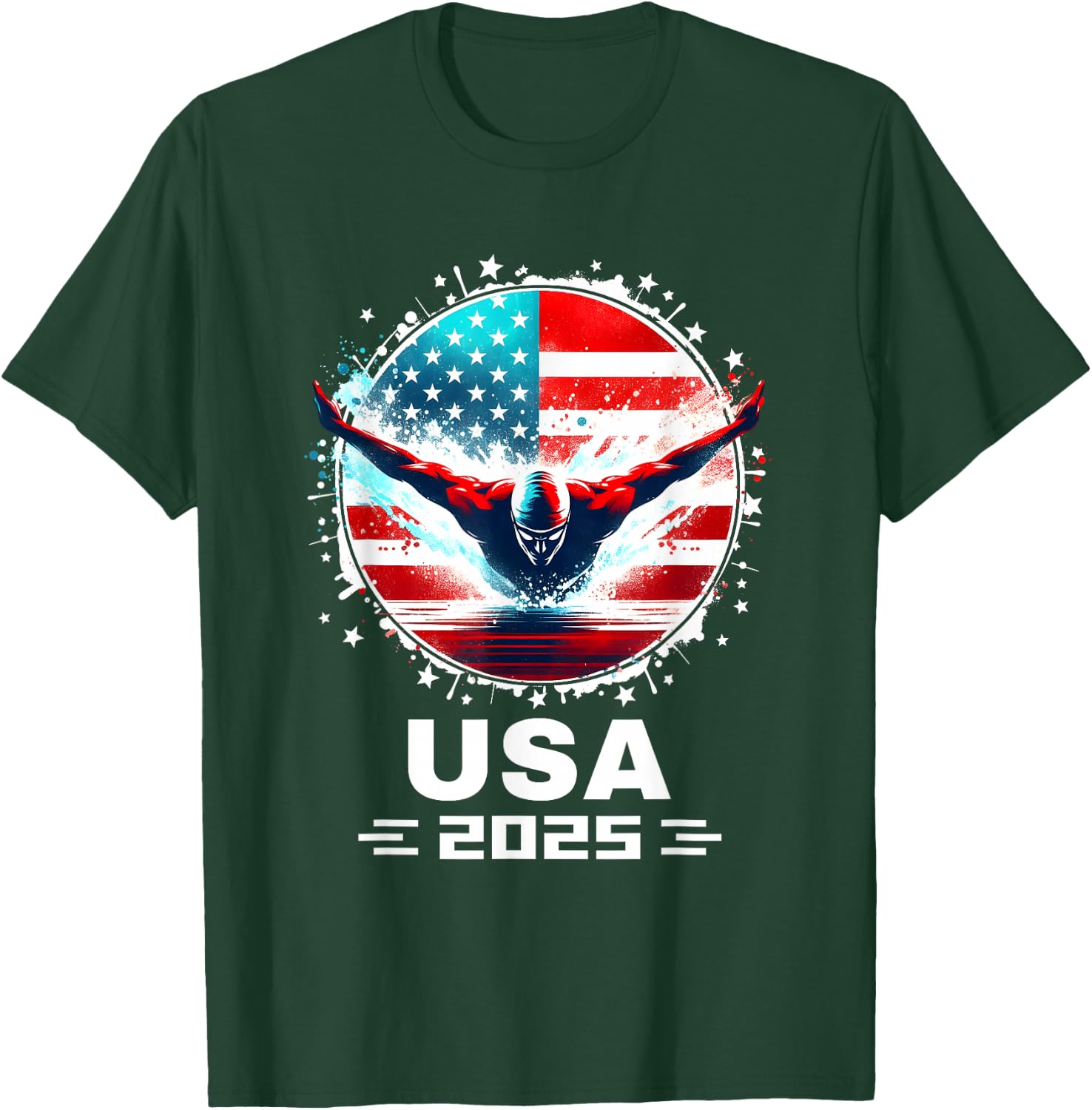 Swimming Apparel United States Team 2025 Swimming Team T-Shirt - T-Shirt | Forest