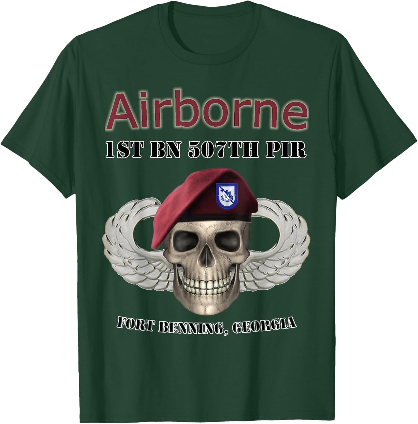 1st Bn 507th Parachute Infantry Regiment- Ft Benning design T-Shirt - T-Shirt | Forest