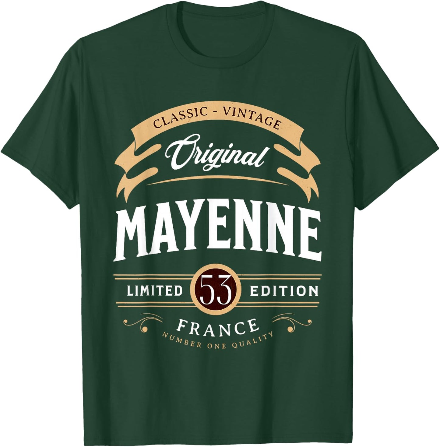 Vintage Mayenne Department France , Black, S T-Shirt - T-Shirt | Forest