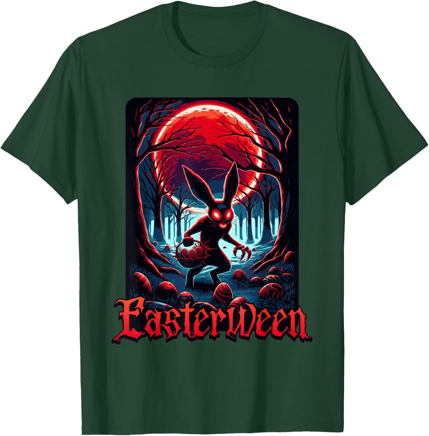 Scary Haunted Easterween Bloody Bunny Easter Rabbit Lover T-Shirt - T-Shirt | Forest
