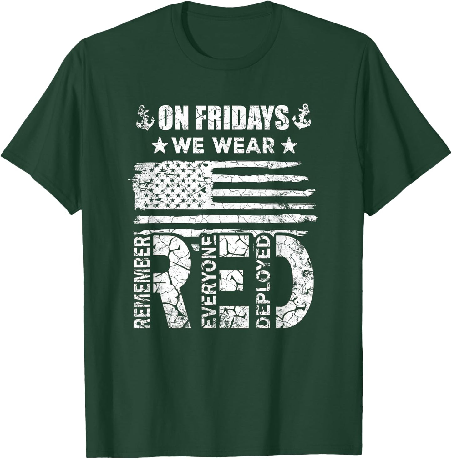 On Friday We Wear Red Friday US Flag Military Supportive T-Shirt - T-Shirt | Forest