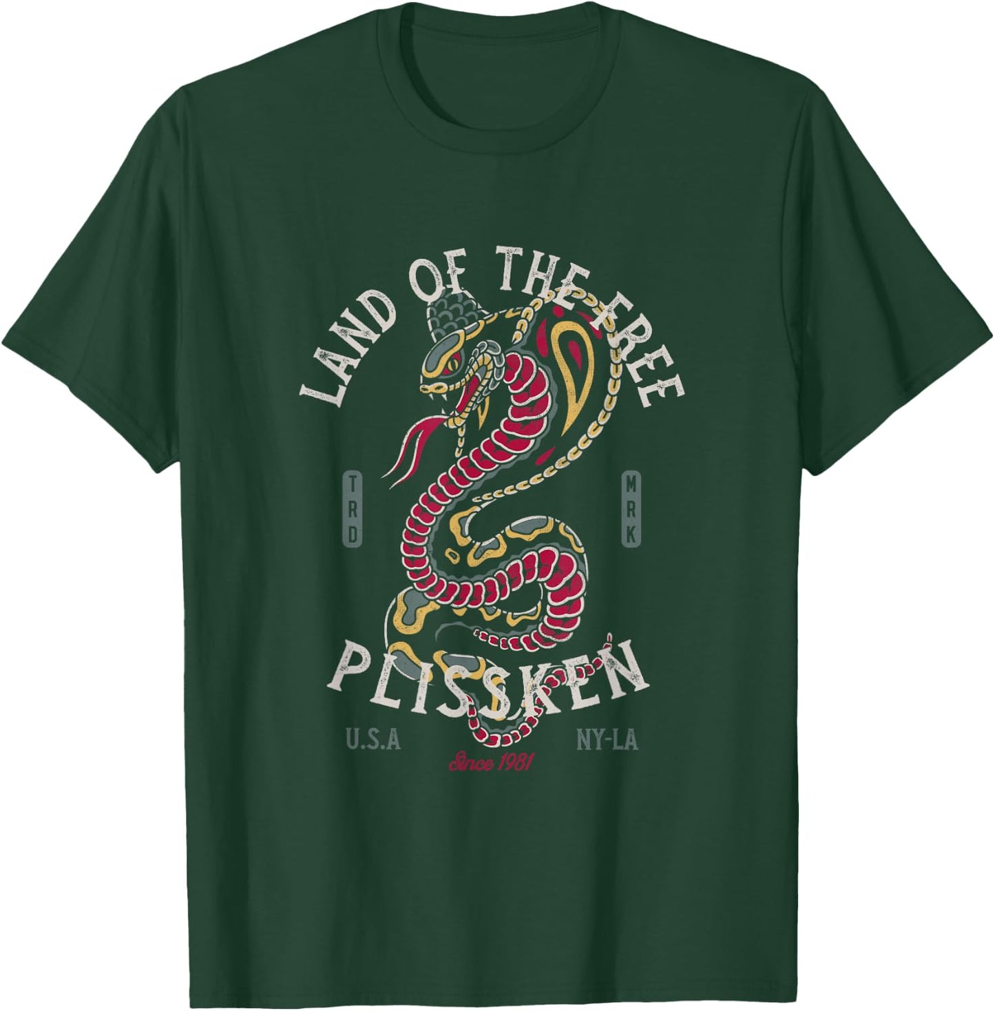 Cobra Traditional Tattoo Snake - Land of the Free T-Shirt - T-Shirt | Forest
