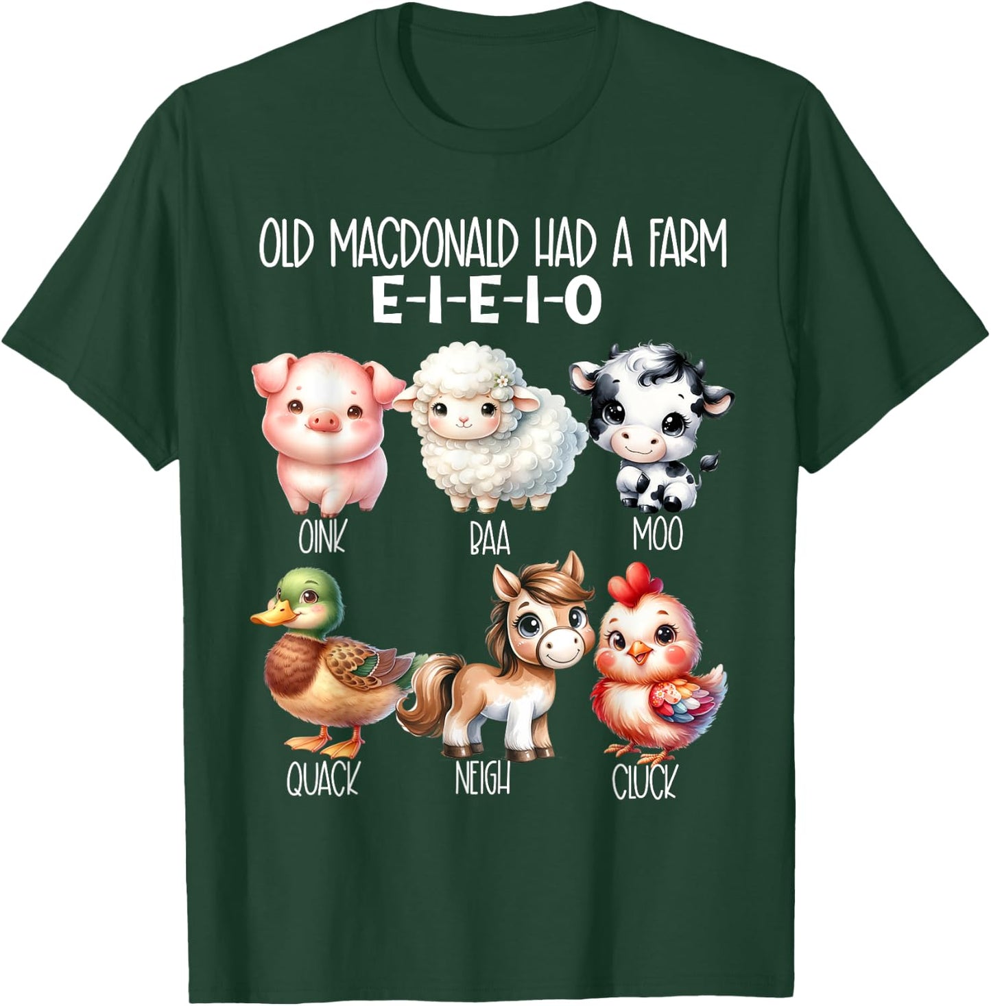 Toddler Kids Old MacDonald Had a Farm E-I-E-I-O Nursery Song T-Shirt - T-Shirt | Forest