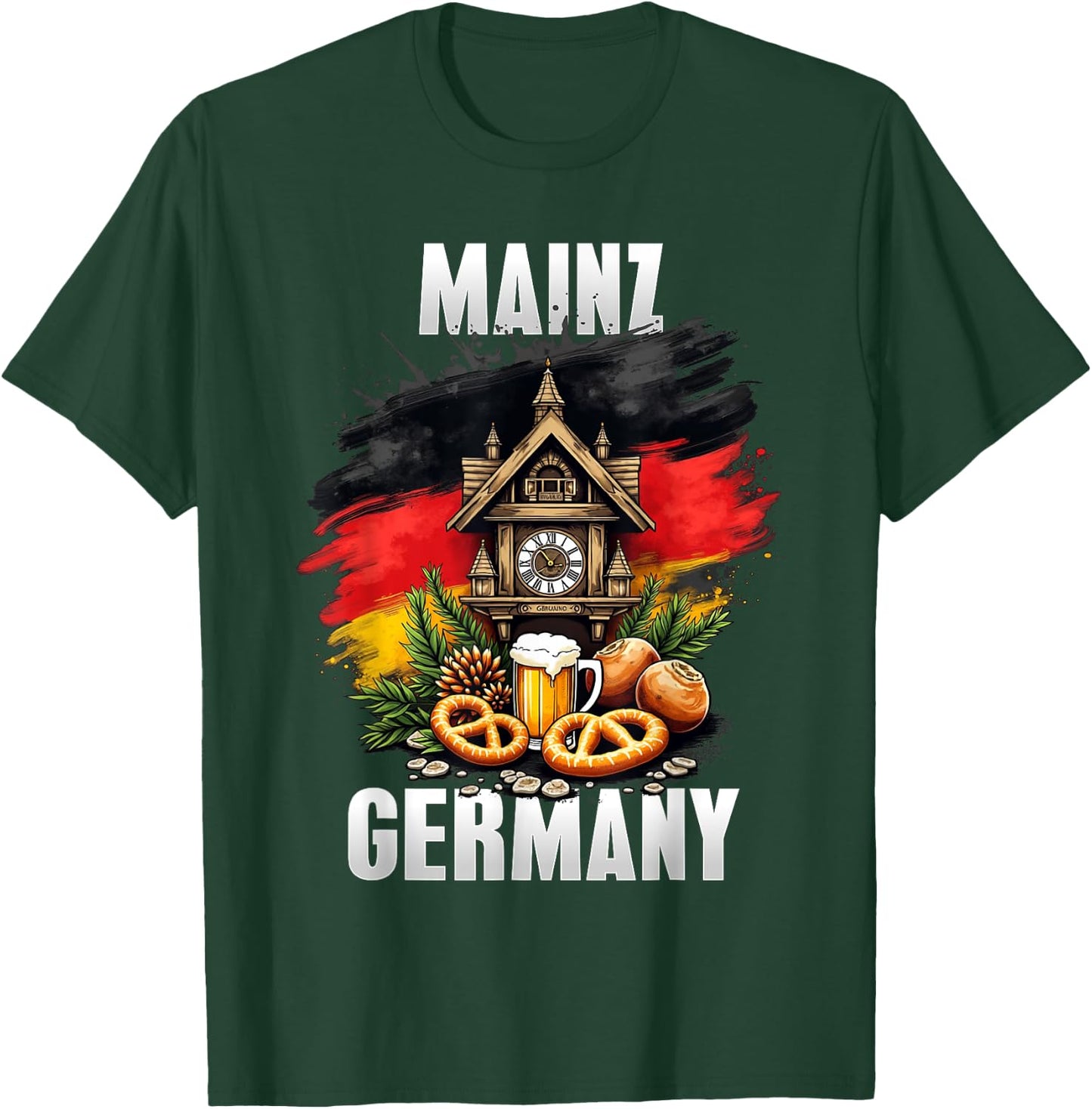Mainz Germany Souvenir German Flag Oktoberfest Travel T-Shirt - T-Shirt | Forest