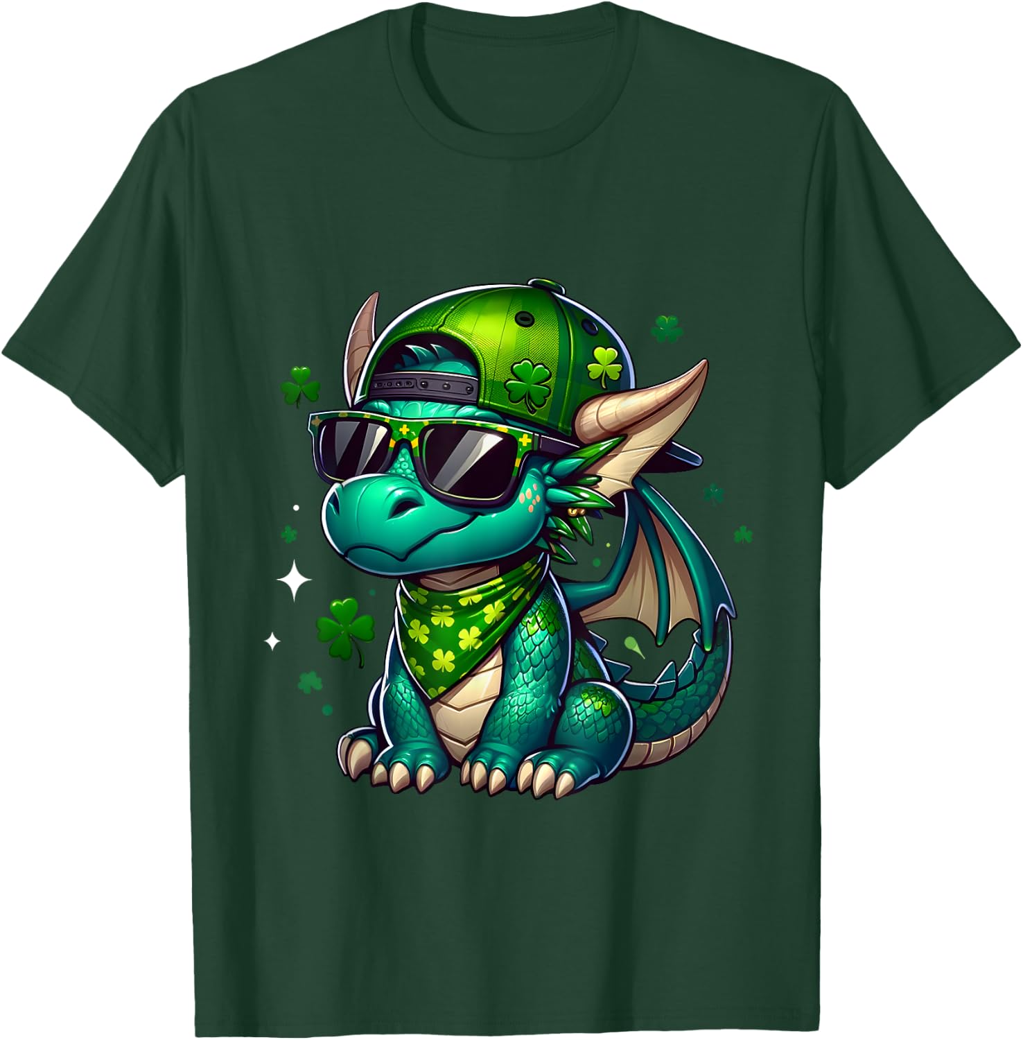 St Patrick's Day Funny Dragon Lucky Charm Clover Adult Kids T-Shirt - T-Shirt | Forest