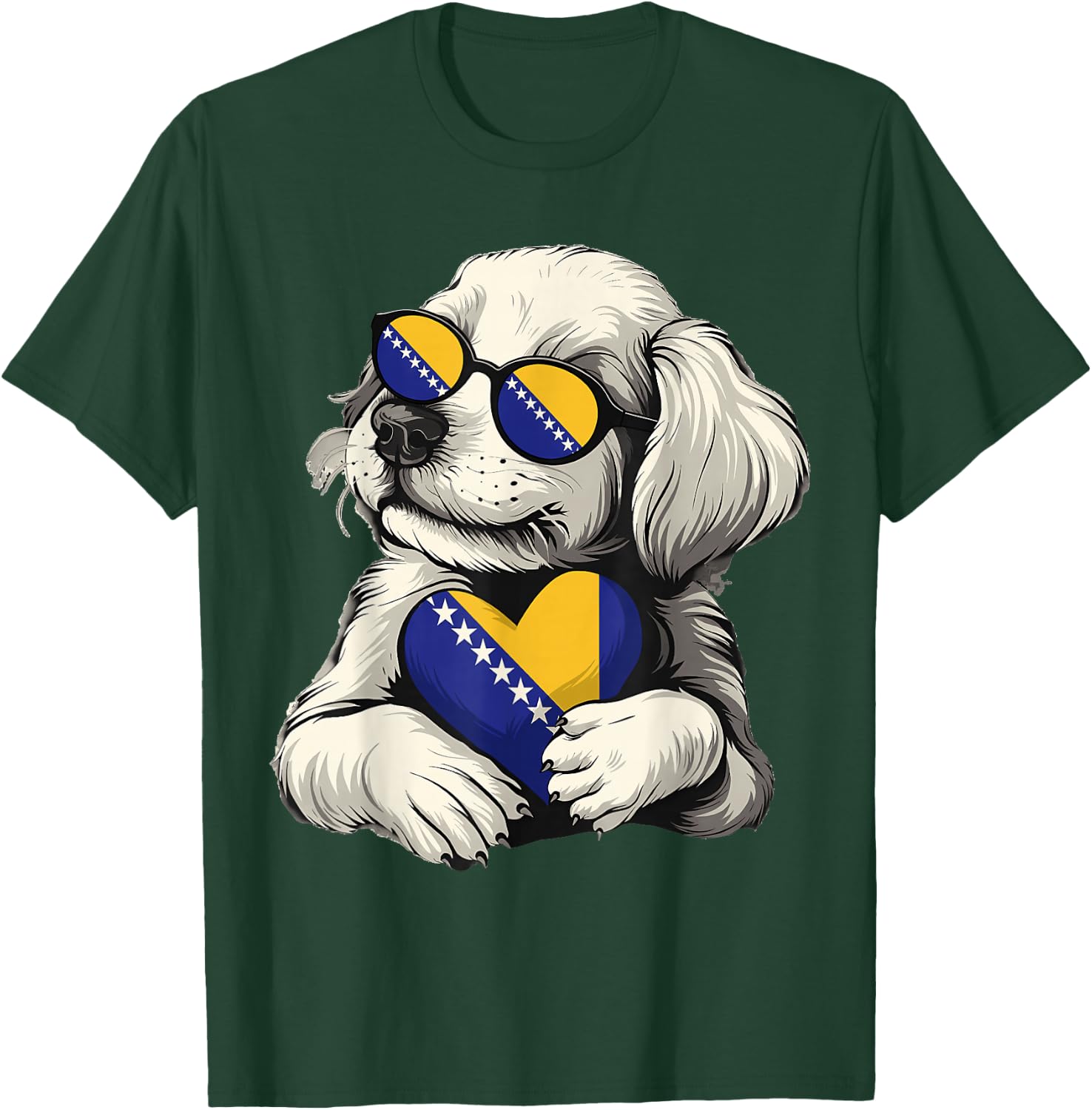 Bosnia and Herzegovina Flag Dog Bosnian Pride T-Shirt - T-Shirt | Forest