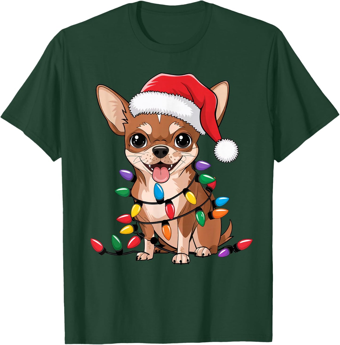 Chihuahua Christmas Lights Xmas Dogs Gifts Women T-Shirt - T-Shirt | Forest