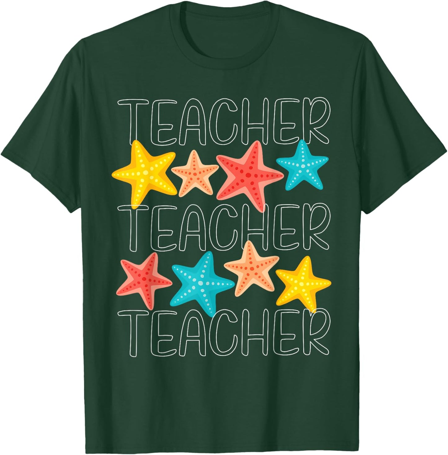 Cute Starfish Teacher Ocean Animal Summer Vacation T-Shirt - T-Shirt | Forest