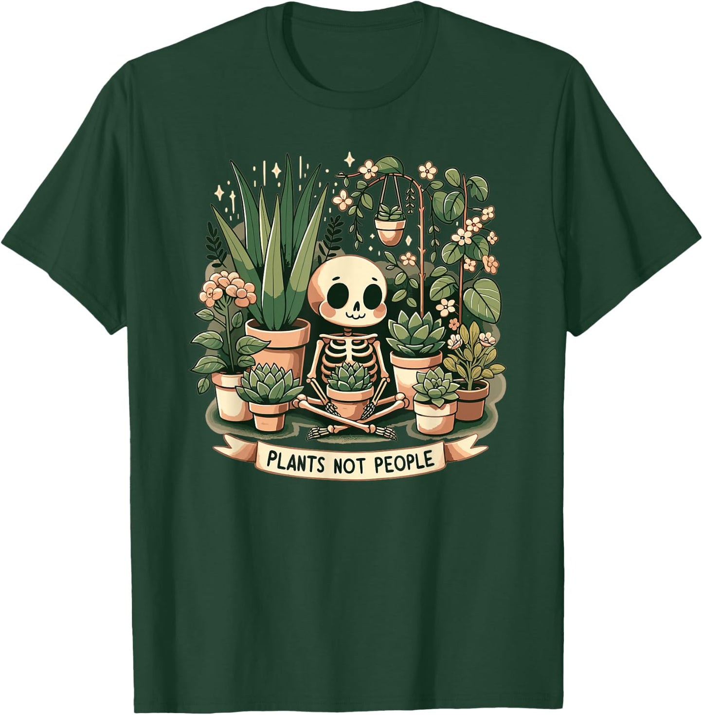 with Plant Lovers Skeleton Design - Plants Not People, black T-Shirt - T-Shirt | Forest