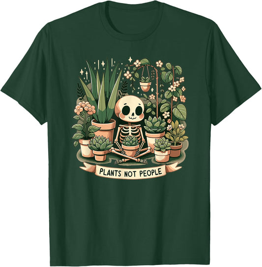 Plant Lover Skeleton Design - Plants Not People T-Shirt - T-Shirt | Forest