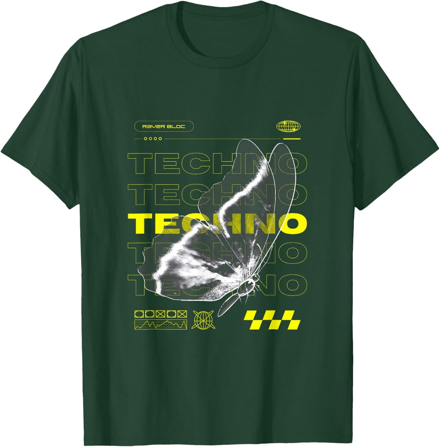 Techno Butterfly Rave , Black, S T-Shirt - T-Shirt | Forest