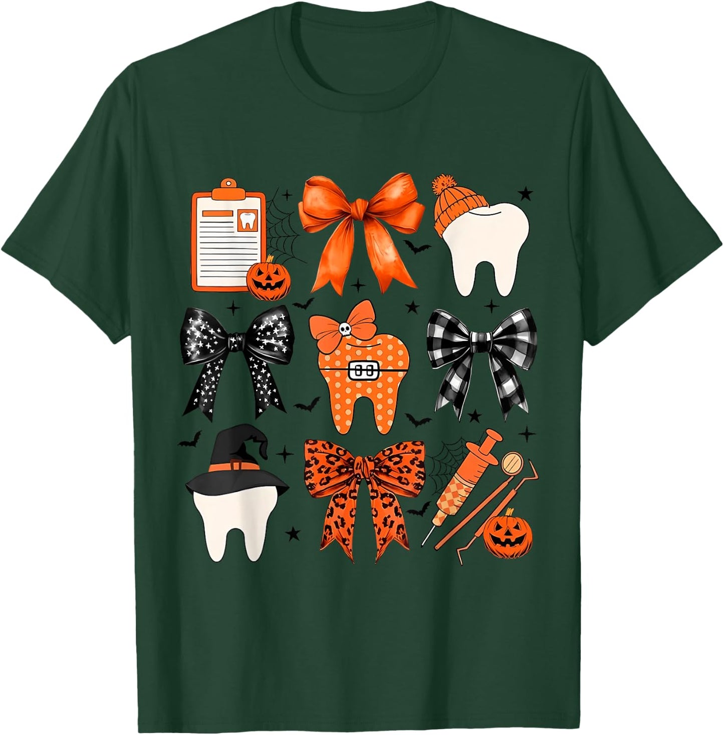Coquette Halloween Dentist Dental Assistant Teeth Halloween T-Shirt - T-Shirt | Forest