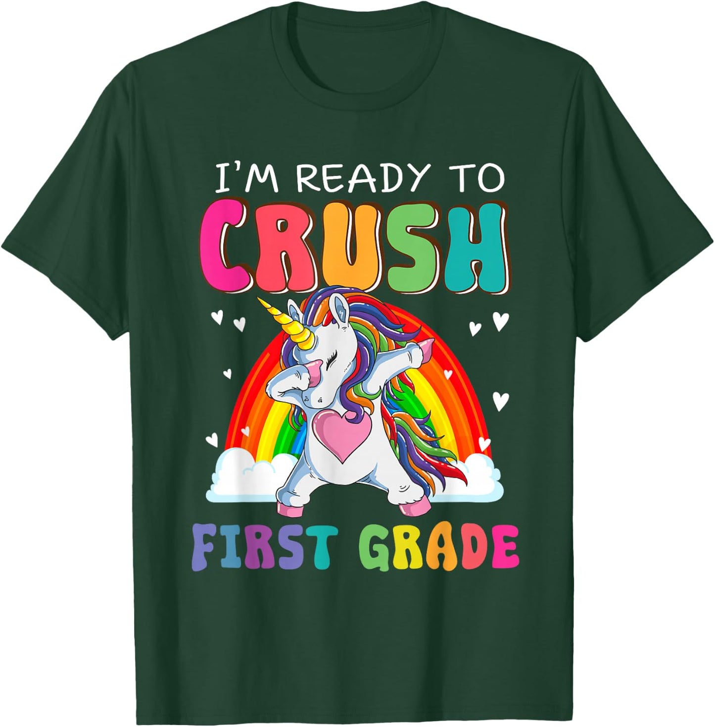 Crush First Grade Dabbing Unicorn First Day Of School Girls T-Shirt - T-Shirt | Forest