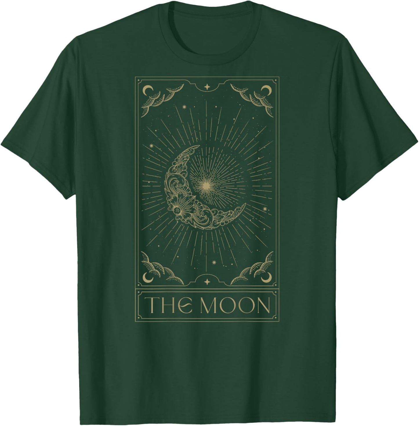 The Moon Tarot Card Half Moon Gothic Witchcraft Back Print T-Shirt - T-Shirt | Forest