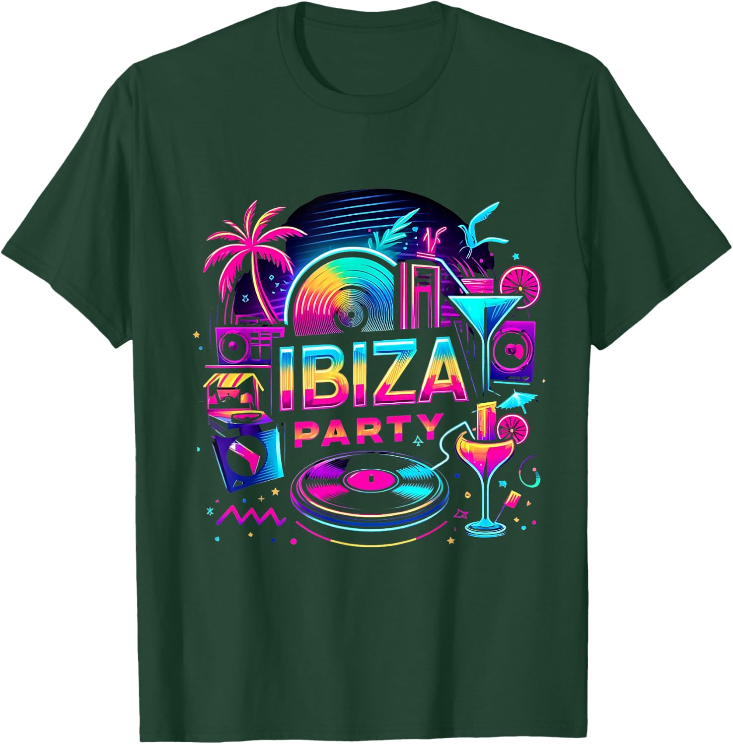 Ibiza Party Outfit - Vibrant Beach Vibes for Nightlife , Black, S T-Shirt - T-Shirt | Forest