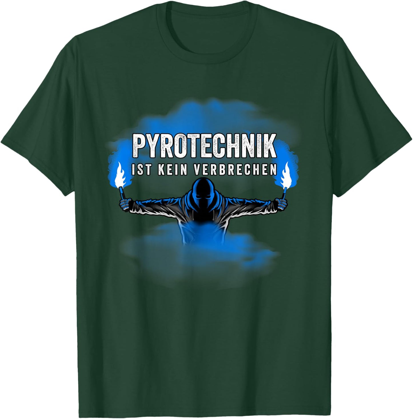 with "PYROTECHNIK IST KEIN KRIM" - PYRO - BENGALO - BLUE T-Shirt - T-Shirt | Forest