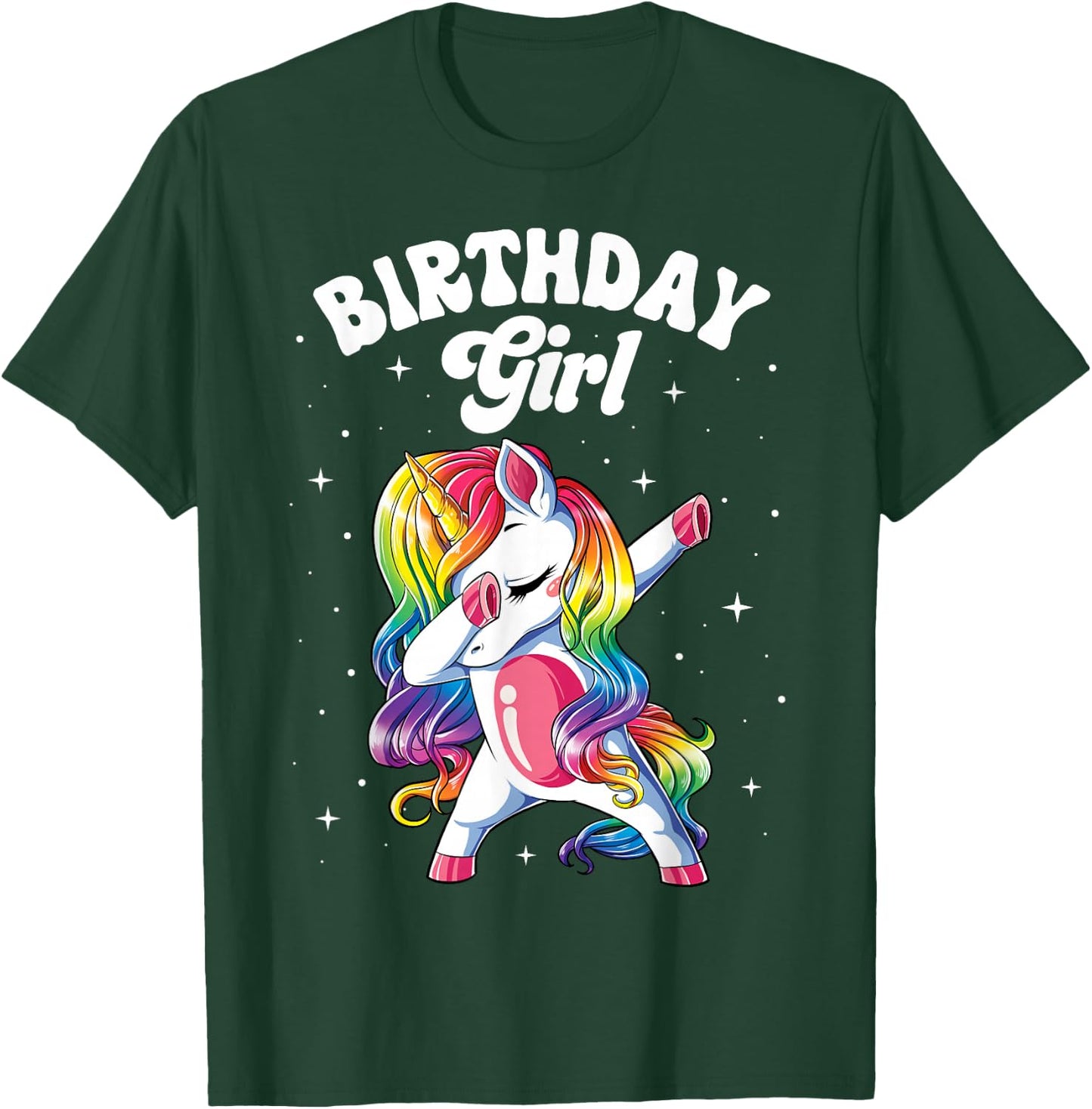 Unicorn Dabbing Birthday Girl Kids Rainbow Dab Dance Squad T-Shirt - T-Shirt | Forest