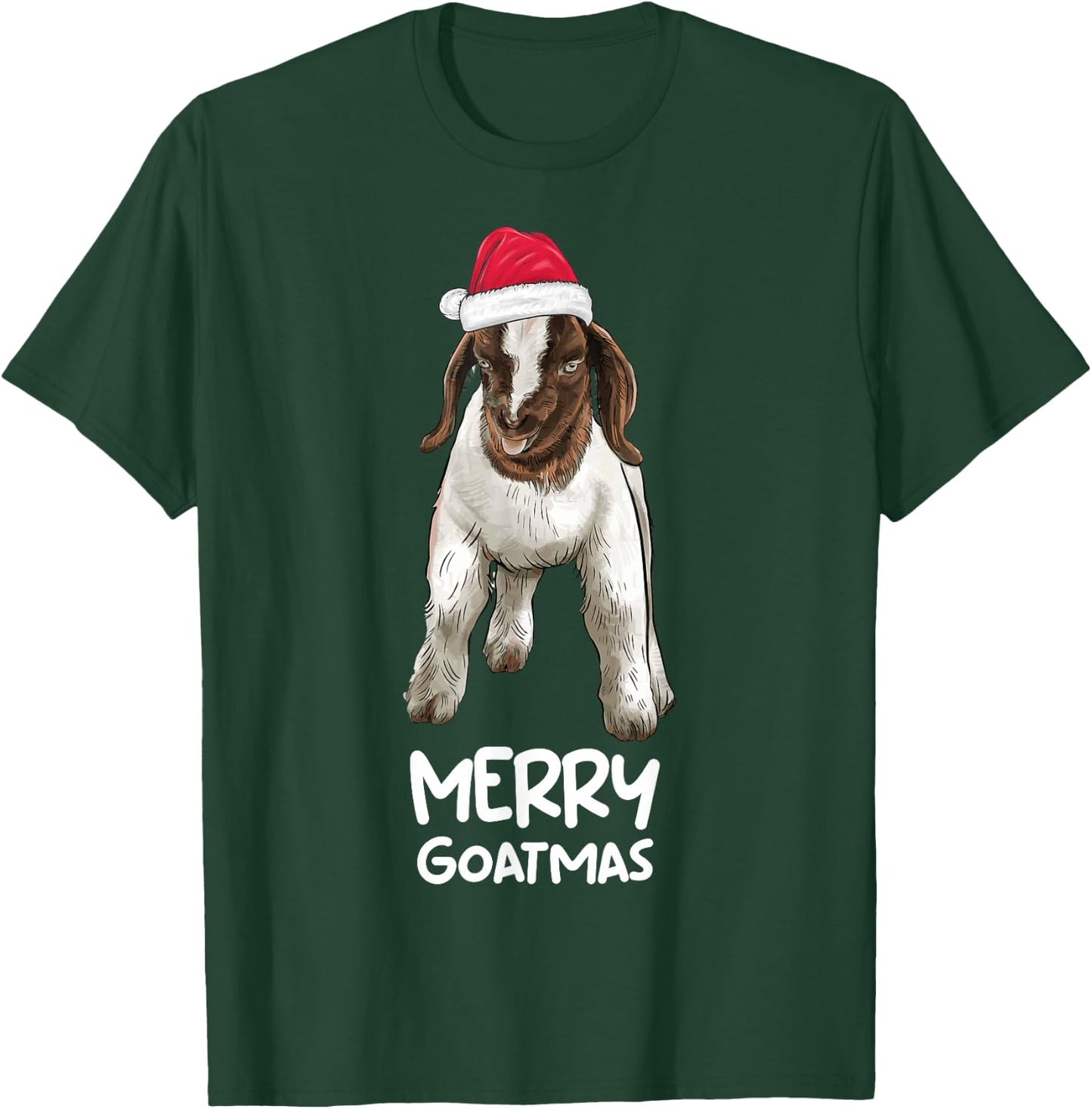 Boer goat Christmas Merry Goatmas T-Shirt - T-Shirt | Forest