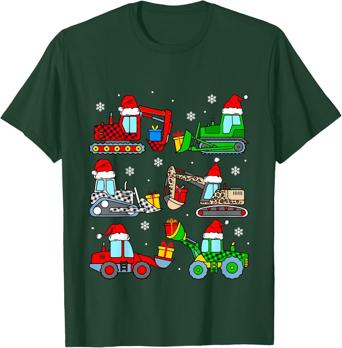 Kids Construction Excavator Christmas Tree for Boys Girls Toddler T-Shirt - T-Shirt | Forest