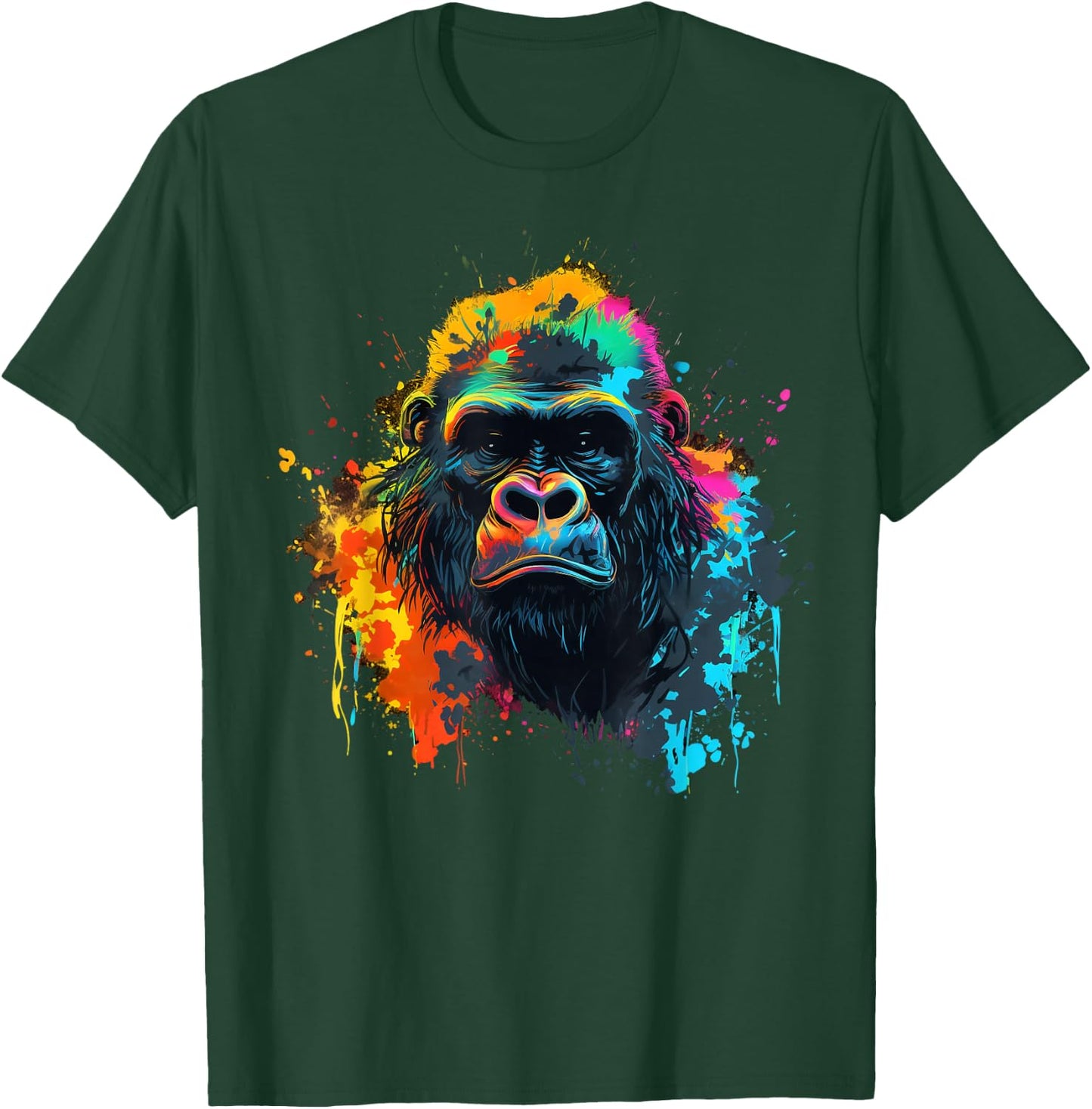 Cooler Gorilla auf bunt bemaltem Gorilla T-Shirt - T-Shirt | Forest