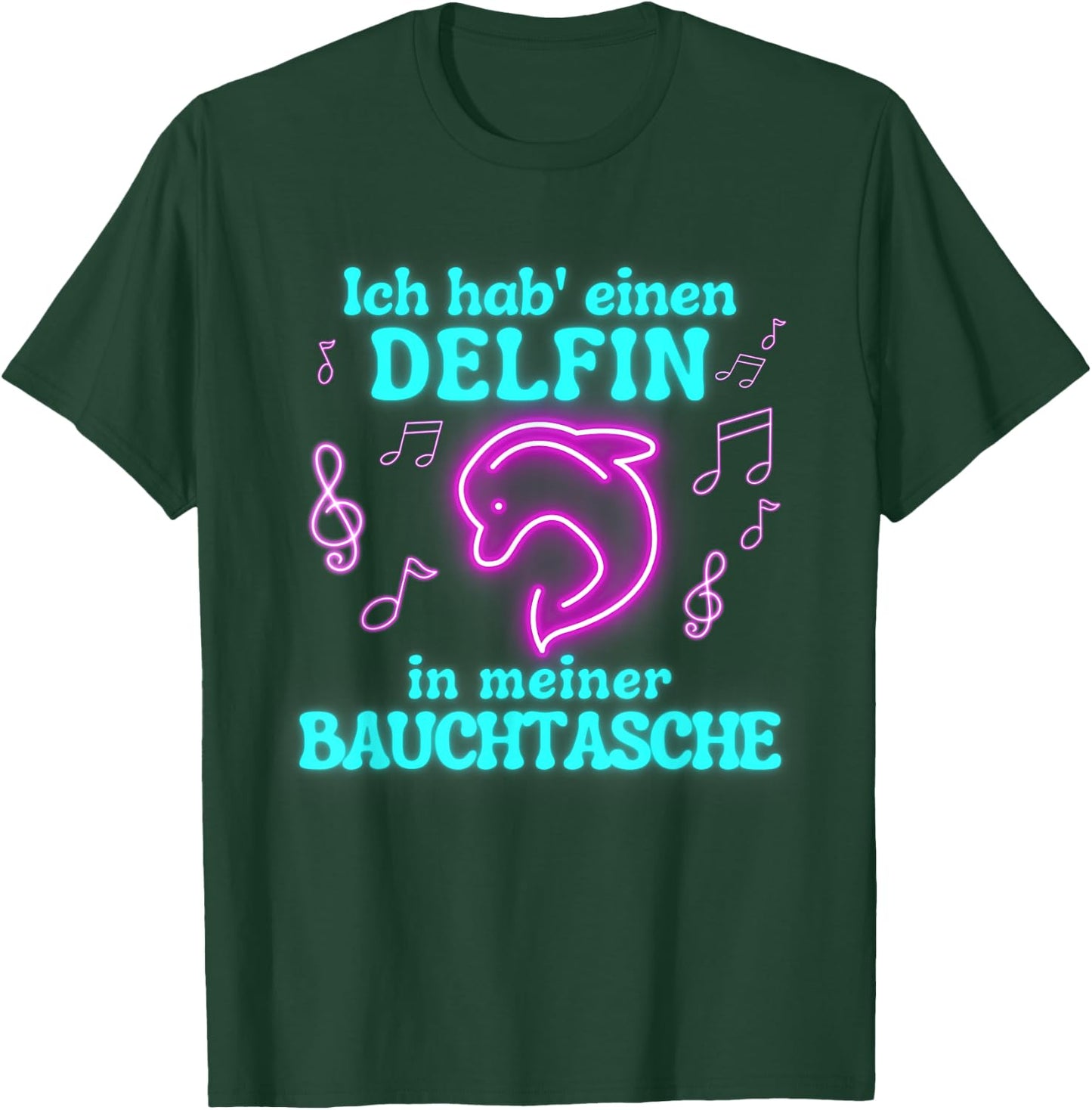 Dolphin in My Bum Bag Party Outfit Summer Mallorca , black T-Shirt - T-Shirt | Forest