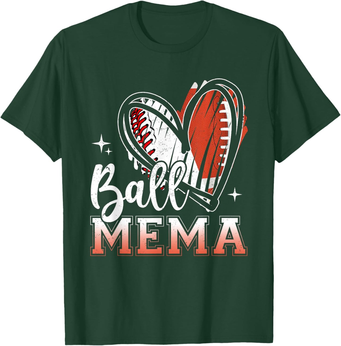 Ball Mema Baseball Football Grandma Mothers Day T-Shirt - T-Shirt | Forest