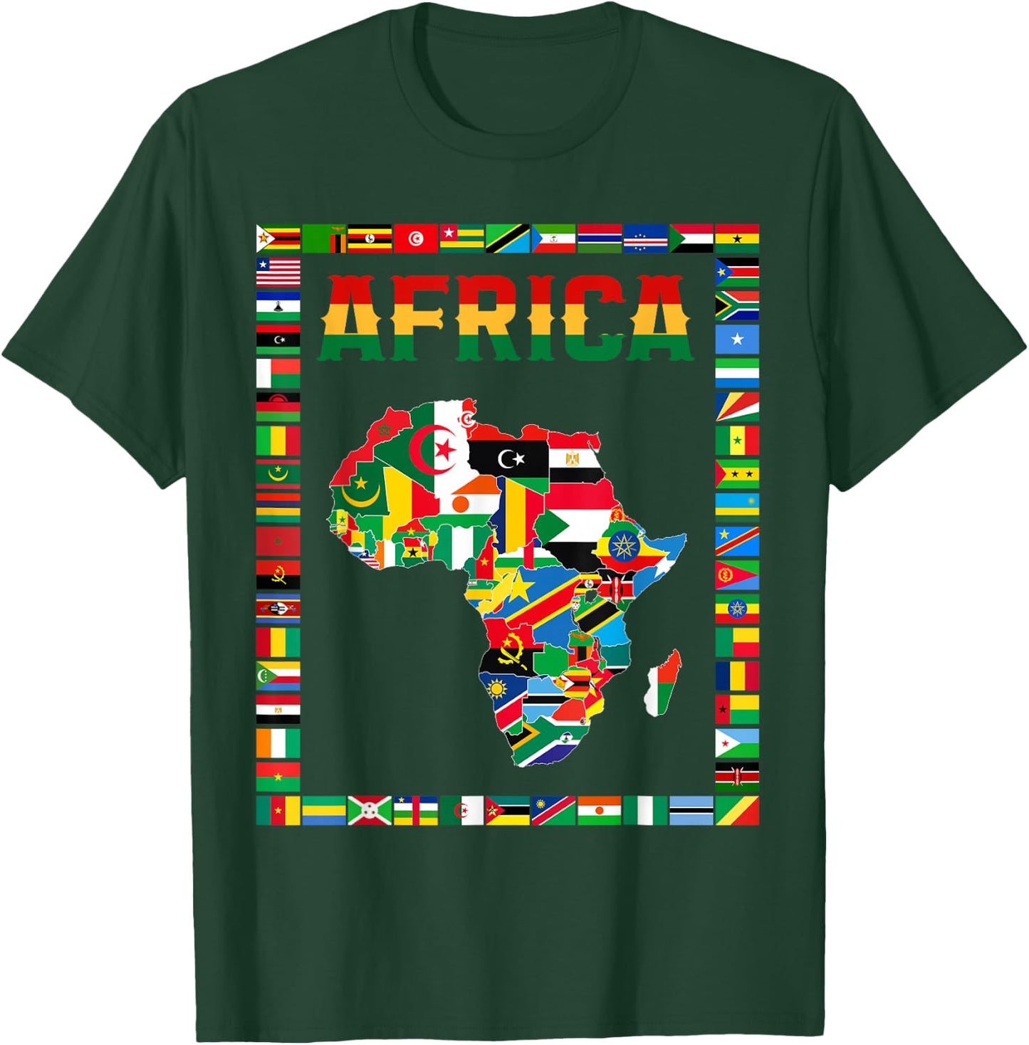 African flags, African flags, map of Africa. , Black, S T-Shirt - T-Shirt | Forest