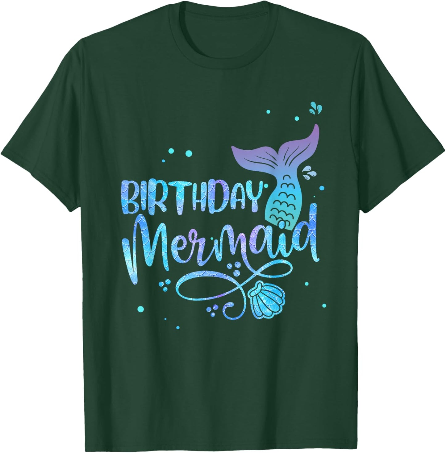 Birthday Mermaid Shell Tail Family Matching Party Squad T-Shirt - T-Shirt | Forest