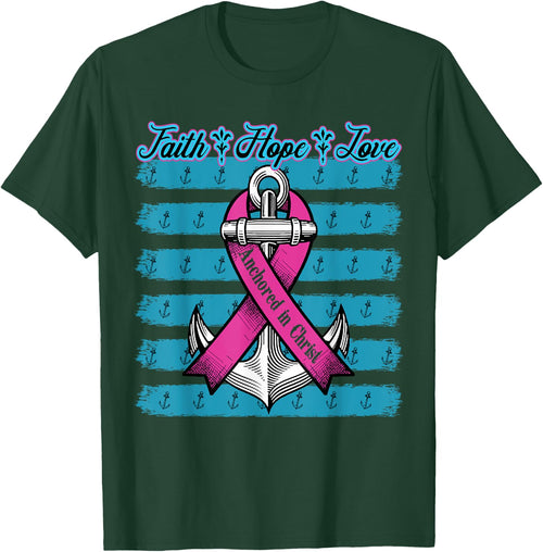 Pink Ribbon Faith Hope Love Anchored In Christ Breast Cancer