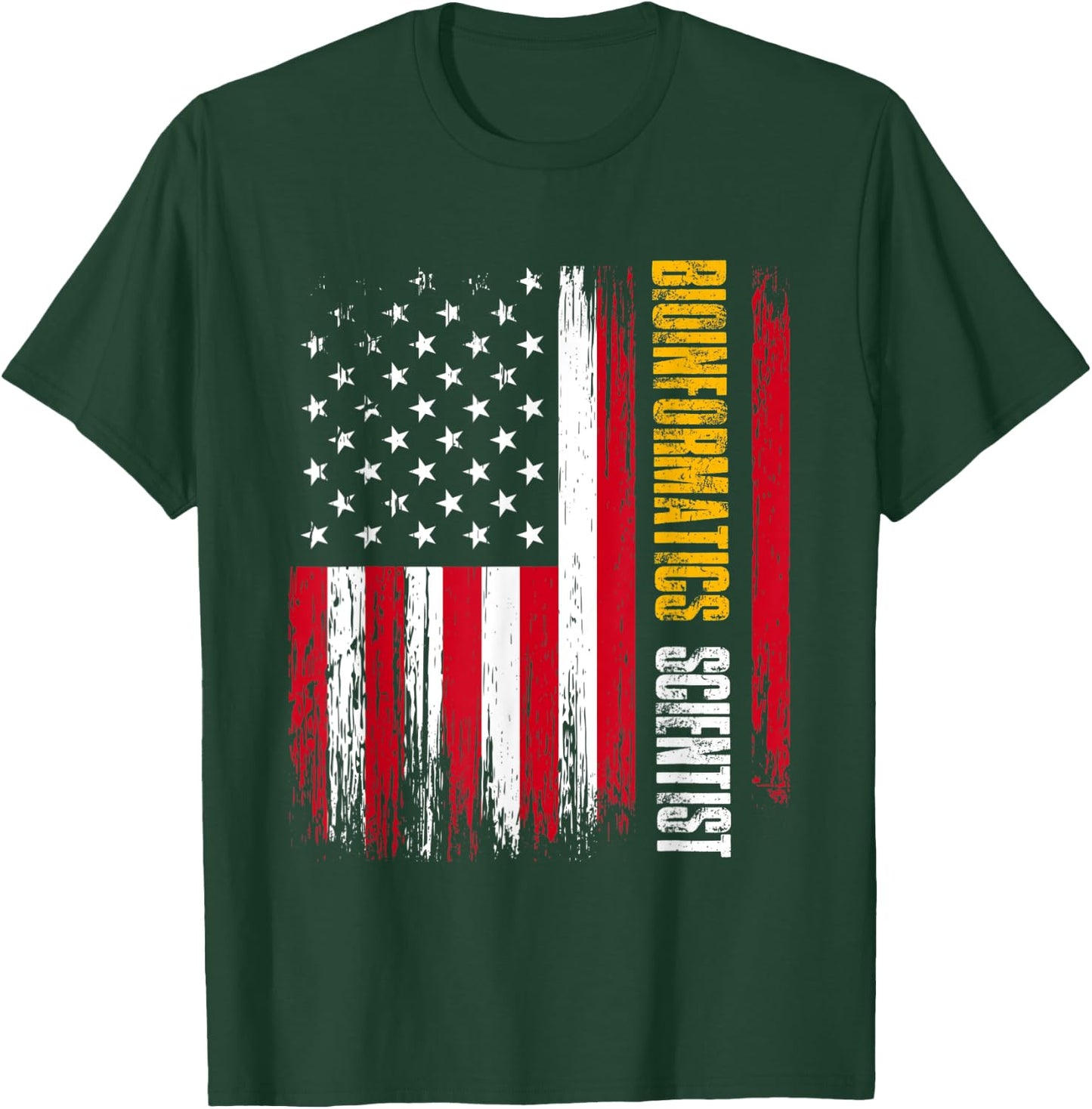 Bioinformatics Scientist USA Flag | Biology | Bioinformatics Women Men T-Shirt - T-Shirt | Forest