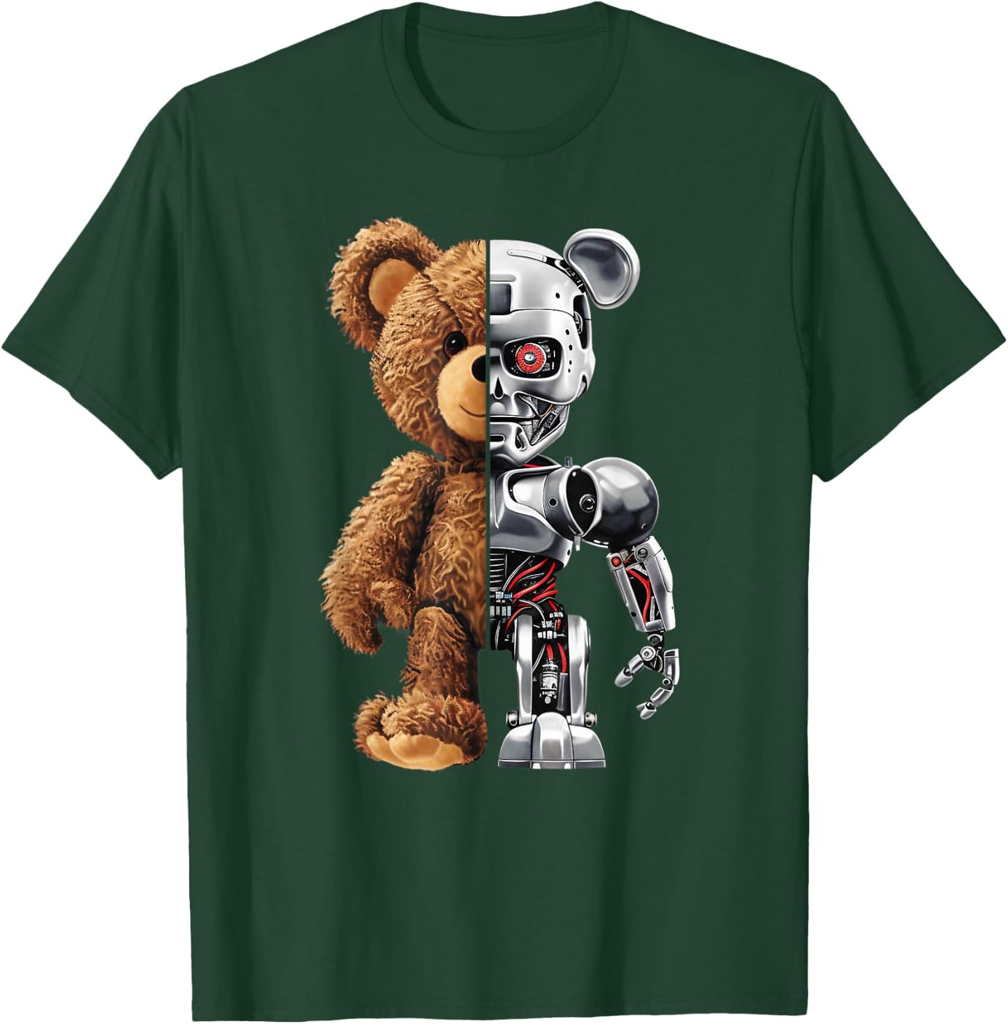 Funny Teddy Bear Robot Animal Lover Bear In , Black, S T-Shirt - T-Shirt | Forest