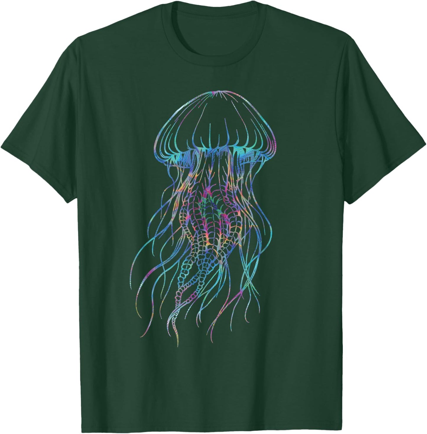 Psychedelic Jellyfish, Colourful Sea Creatures, Ocean Lovers , black T-Shirt - T-Shirt | Forest