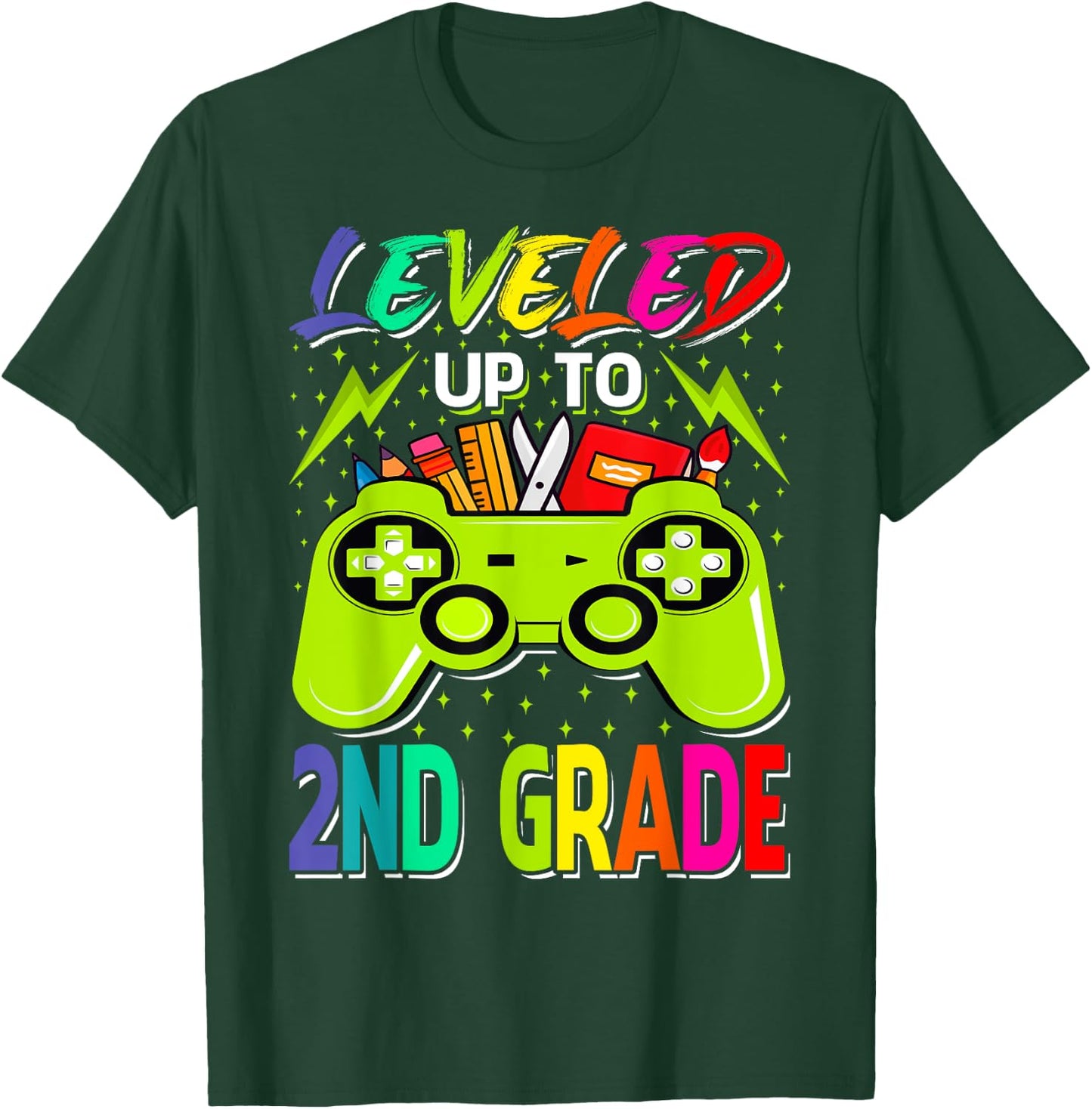 Leveled Up To 2nd Grade Gamer Back To School First Day Boys T-Shirt - T-Shirt | Forest