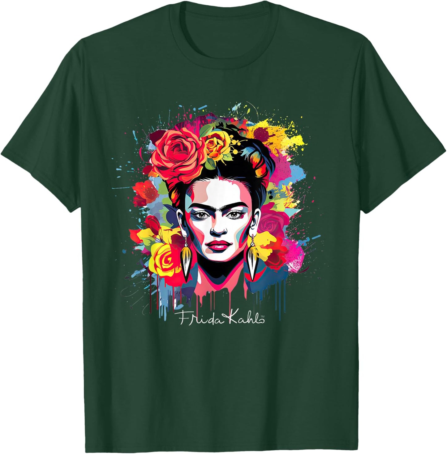 Frida Kahlo - , Damen, Kinder, Kurzarm, Schwarz und Bunt, S, Klein, EU, Klassisch, Polyester 100% T-Shirt - T-Shirt | Forest