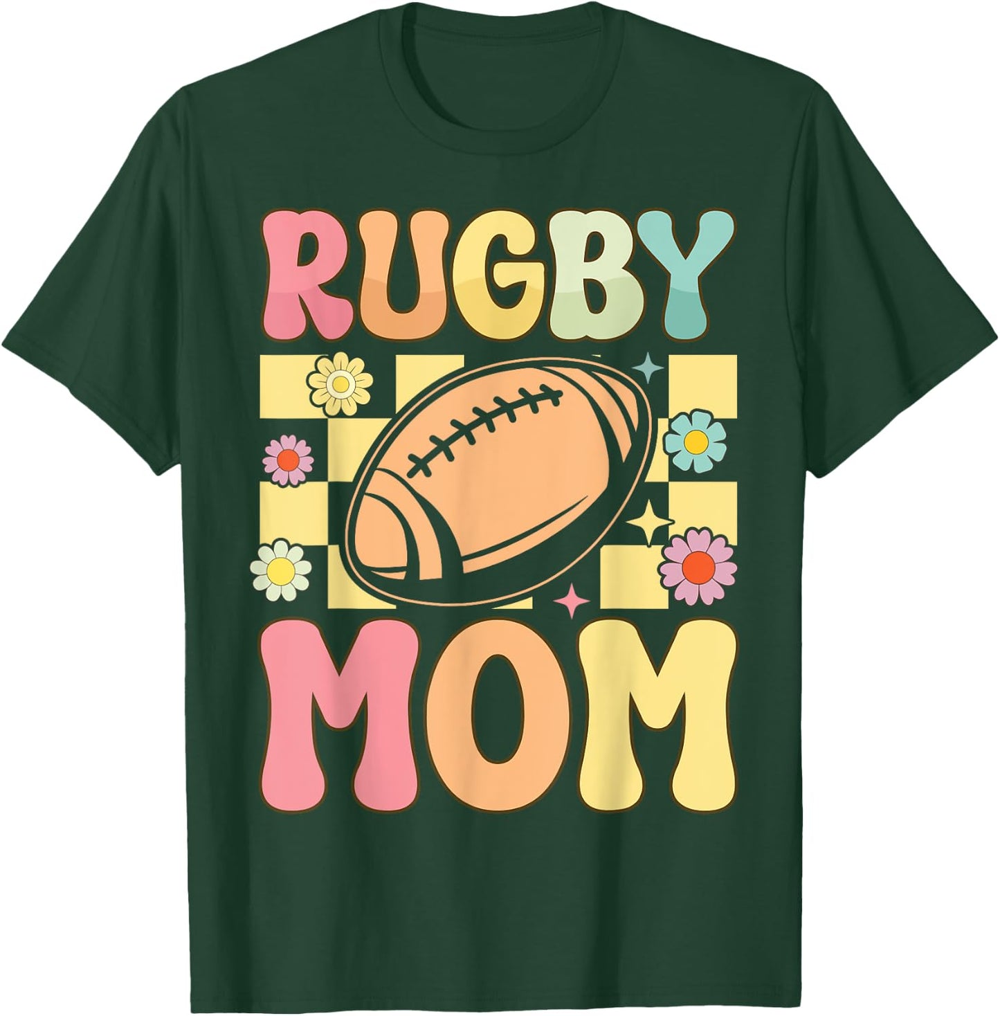 Rugby Mom Groovy Women's Rugby Player , Black, S T-Shirt - T-Shirt | Forest