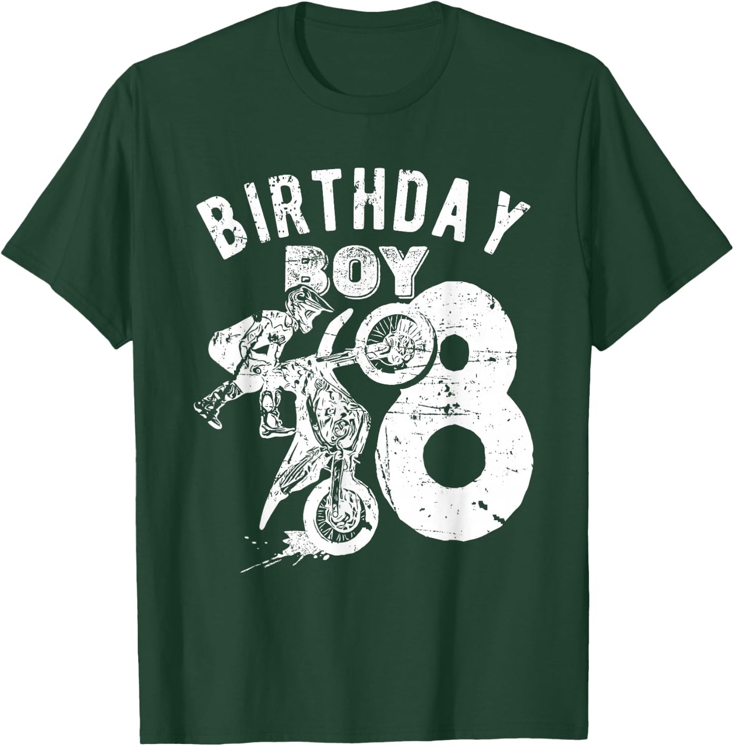 8 years old kid - Birthday boy - Dirt bike - Motorcycle T-Shirt - T-Shirt | Forest