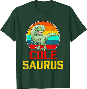 Cole Saurus Family Reunion Last Name Team Funny Custom T-Shirt - T-Shirt | Forest