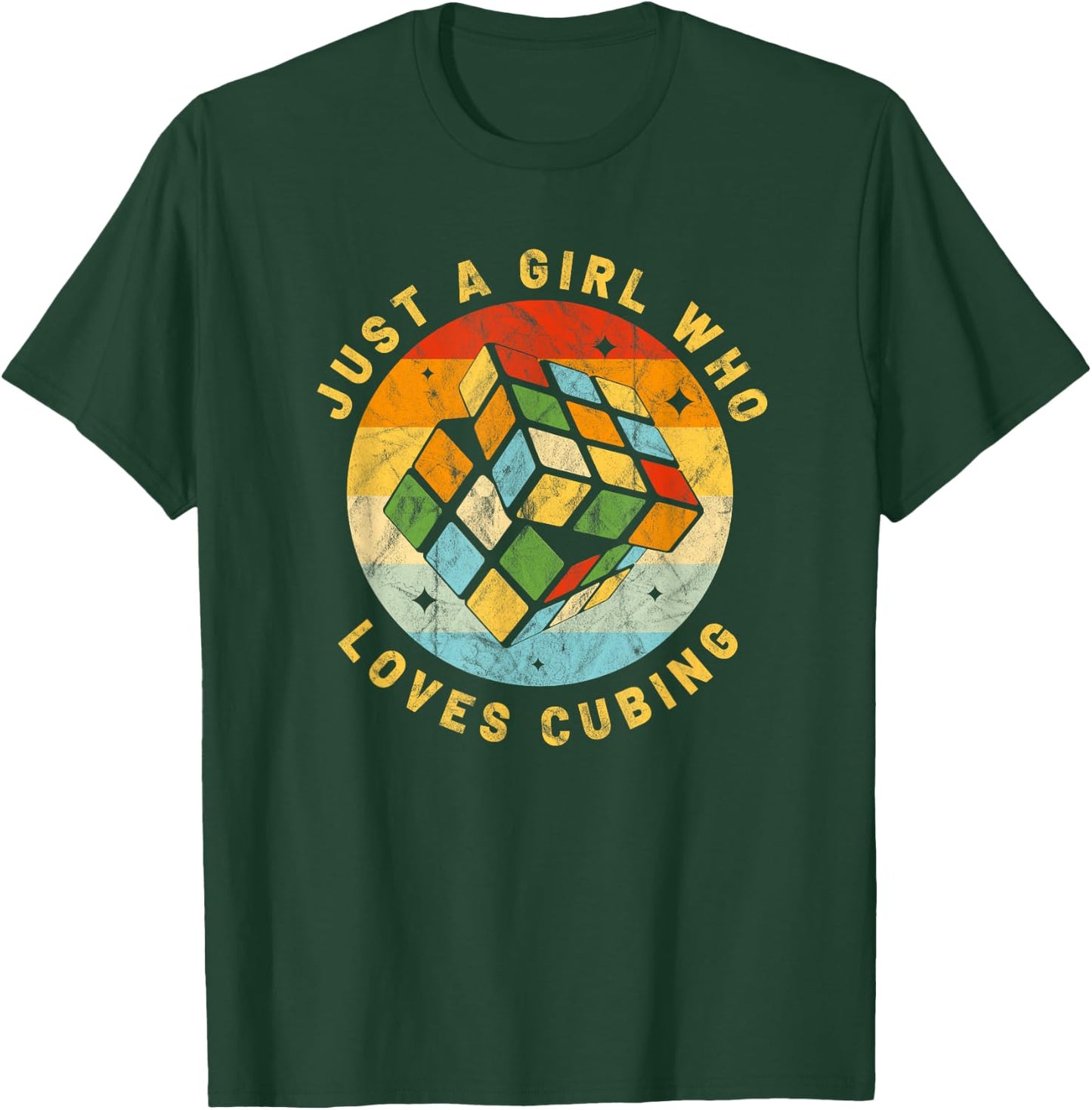 Just A Girl Who Loves Speed Cubing Puzzle Cube Youth Math T-Shirt - T-Shirt | Forest