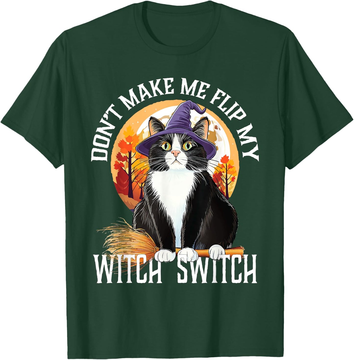 Tuxedo Cat Halloween Lazy Costume Switch My Witch Switch T-Shirt - T-Shirt | Forest