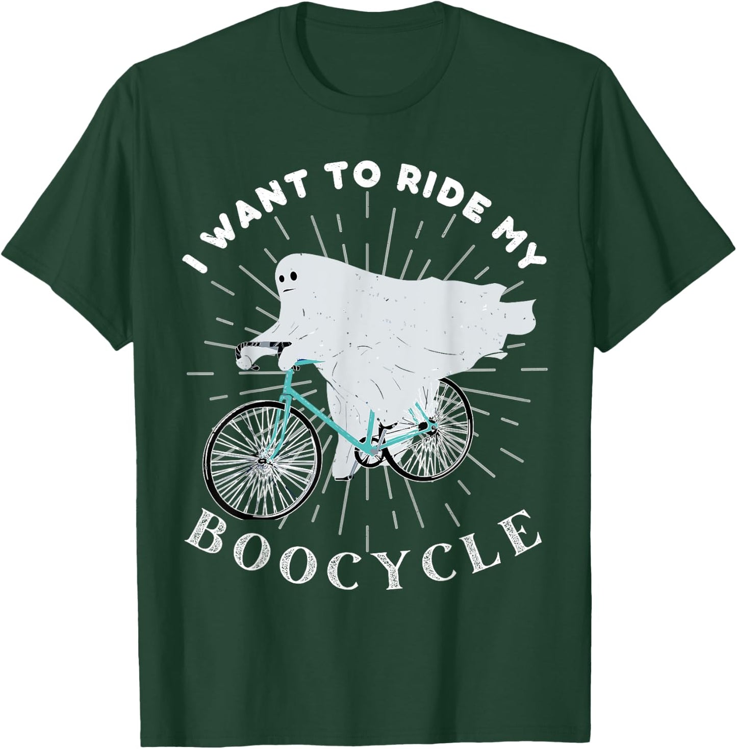 Ghost Cycling Bicycle Bike Funny Boocycle Cycling Halloween T-Shirt - T-Shirt | Forest