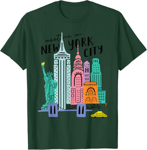 Meet me in New York - Mignon État américain Voyage Retro T-Shirt - T-Shirt | Forest