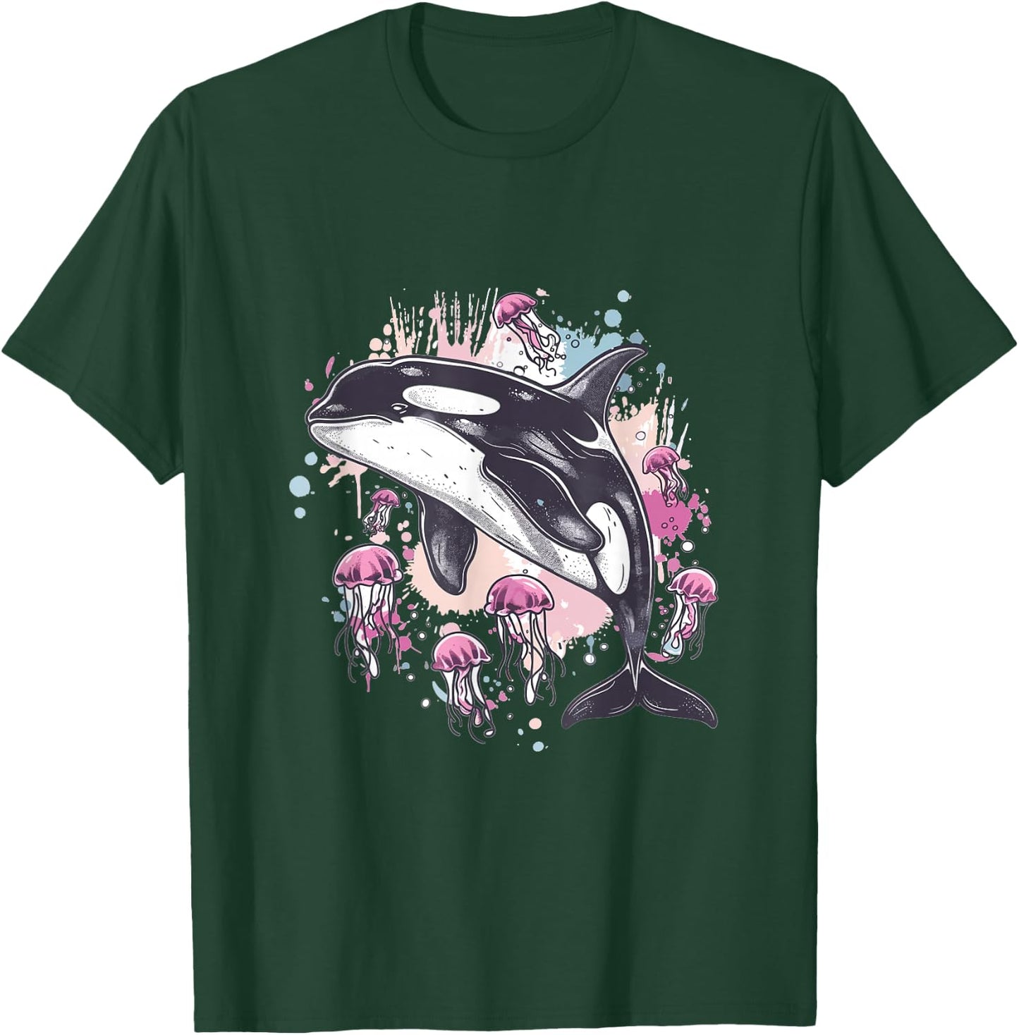Orca Whale Jellyfish Graphic T-Shirt - T-Shirt | Forest