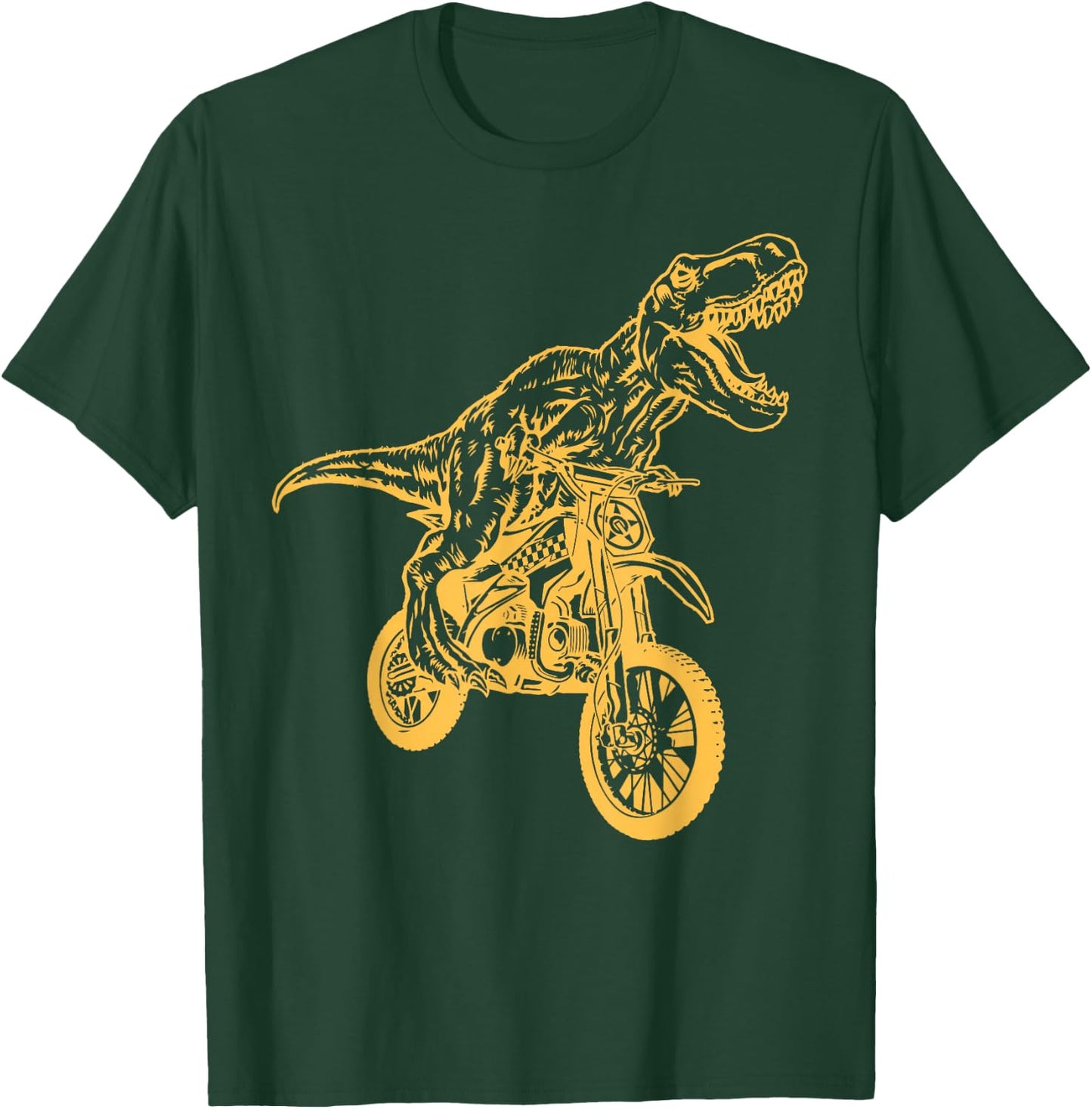 Motocross Dinosaur Dirtbike Dino - Dirt Bike Dinosaur T-Shirt - T-Shirt | Forest