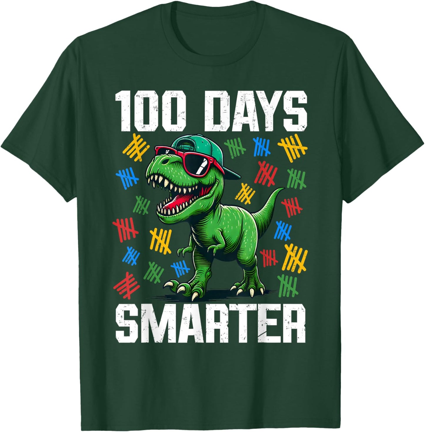 100 Days Smarter Dinosaur 100 Days Of School Boys Toddler T-Shirt - T-Shirt | Forest