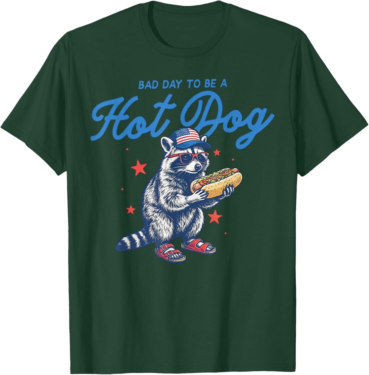 Bad Day to Be A Hotdog Funny Raccoon Merica 4th of July Kids T-Shirt - T-Shirt | Forest