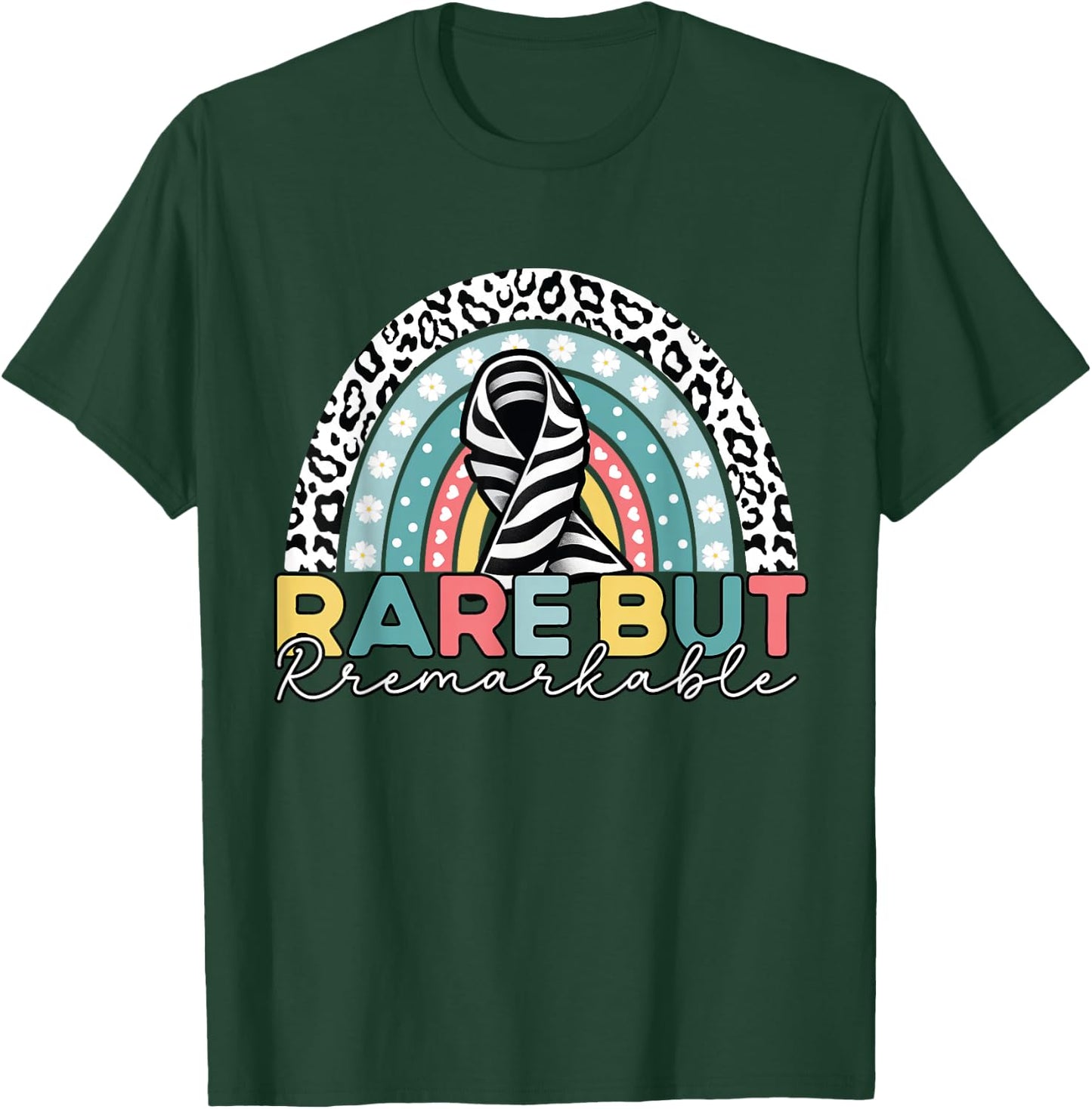 Rare Disease Awareness -Zebra Ribbon Rare Disease Day T-Shirt - T-Shirt | Forest